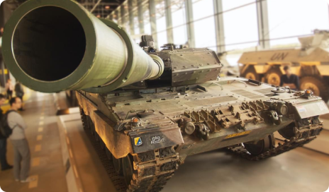 a tank is on display in a museum.